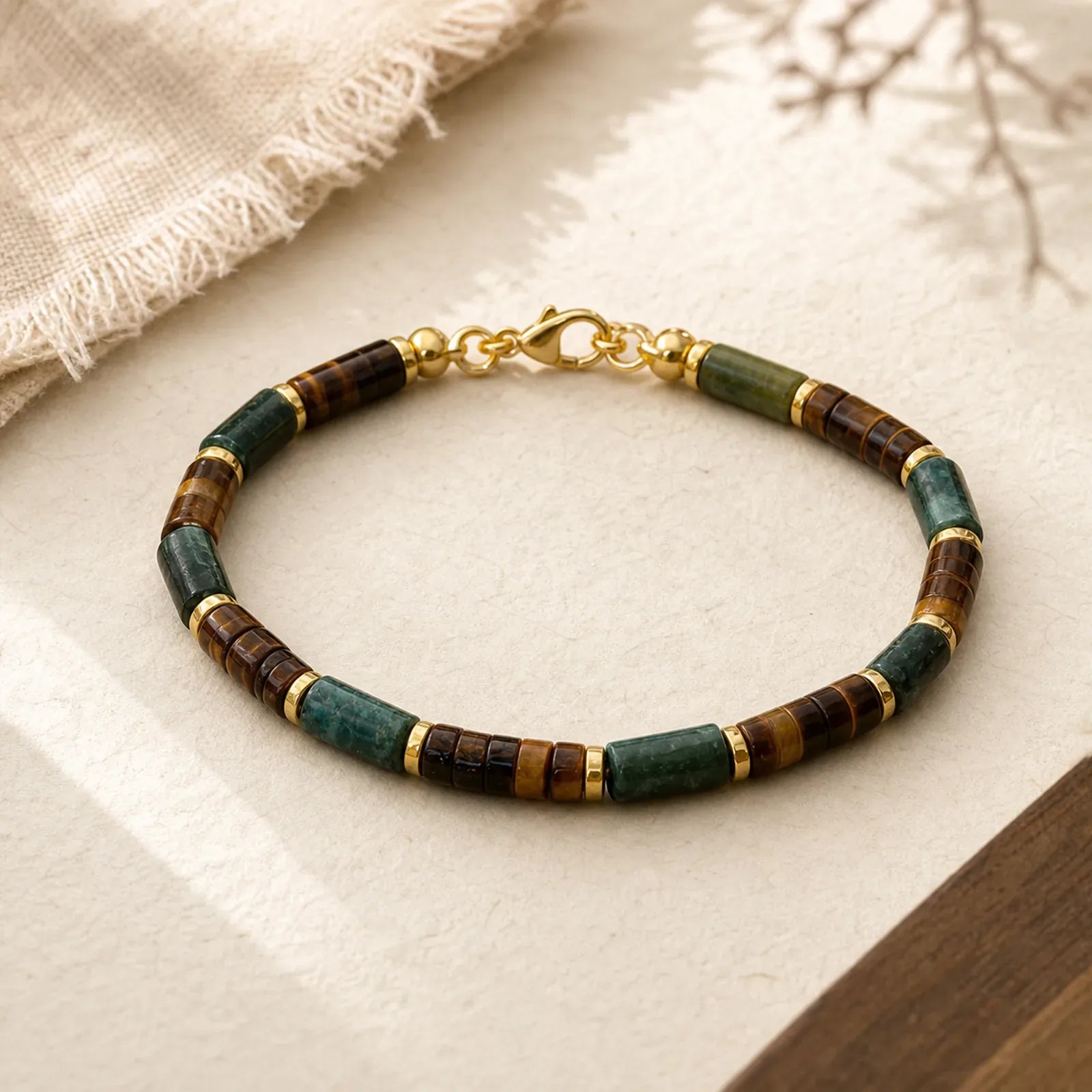 FREE Today: Self Care and Strength Lapis Lazuli Tiger Eye Cylindrical Bead Bracelet featuring Tiger Eye