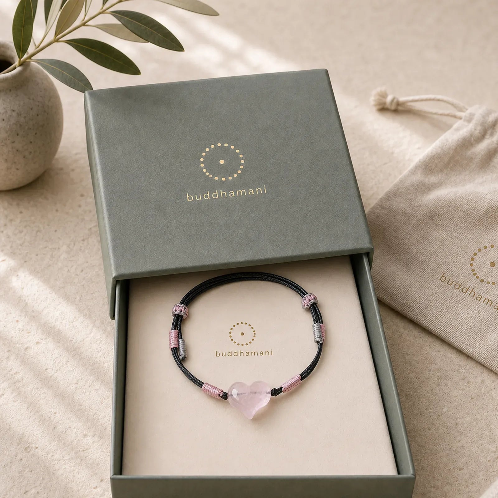 FREE Today: Self-acceptance and Warmth Natural Heart Charm Pink Crystal Braided String Bracelet featuring Pink Crystal