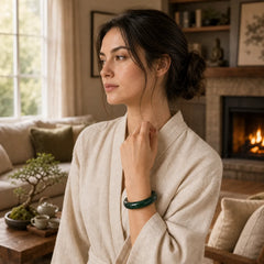 FREE Today: Self-confidence and Protection Nanyang Black-Green Jade Cuff Bangle Bracelet featuring Nanyang Black-Green Jade, Green Jade, Jade
