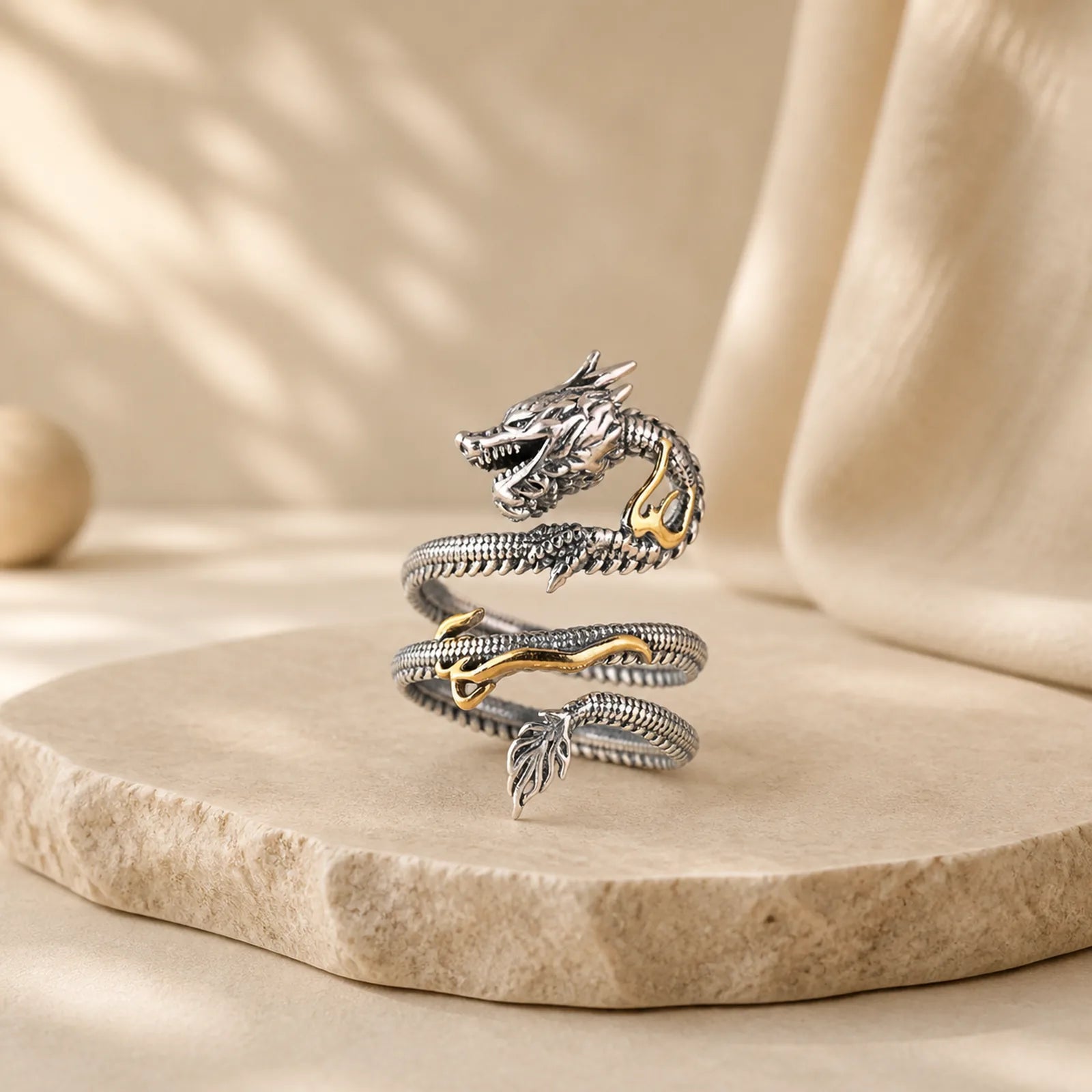 FREE Today: Strength And Wisdom Vintage Dragon Pattern Ring featuring Dragon