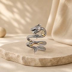 FREE Today: Strength And Wisdom Vintage Dragon Pattern Ring featuring Dragon
