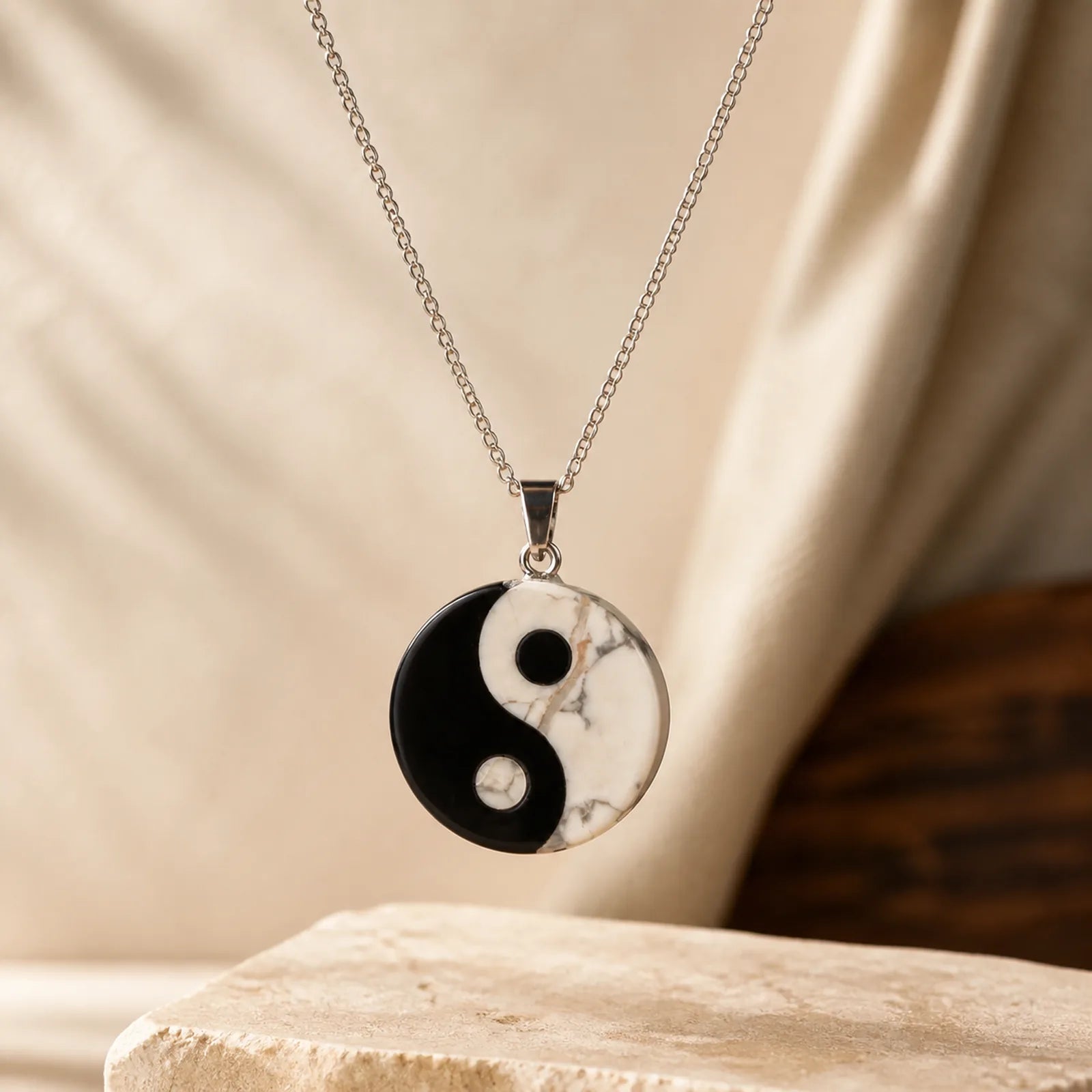 FREE Today: Strength and Fulfillment Natural Black Obsidian White Turquoise Yin Yang Tai Chi Necklace featuring Black Obsidian, White Turquoise, Turquoise