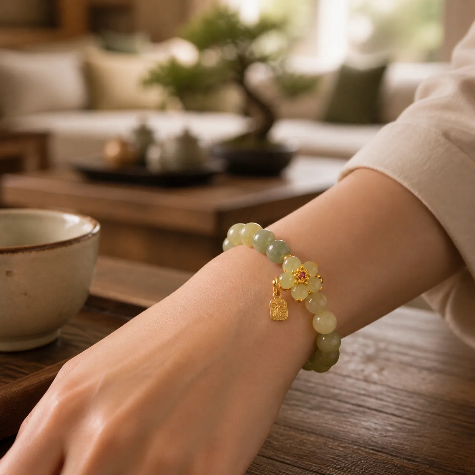 FREE Today: Success Jade Flower Fu Lucky Bracelet featuring Jade
