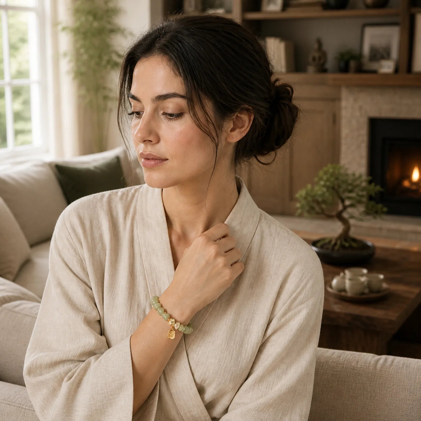FREE Today: Success Jade Flower Fu Lucky Bracelet featuring Jade