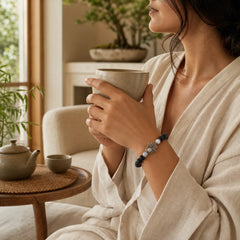 FREE Today: Support and Protection Lava Rock Hamsa Palm Handcrafted Round Bracelet featuring Lava Rock