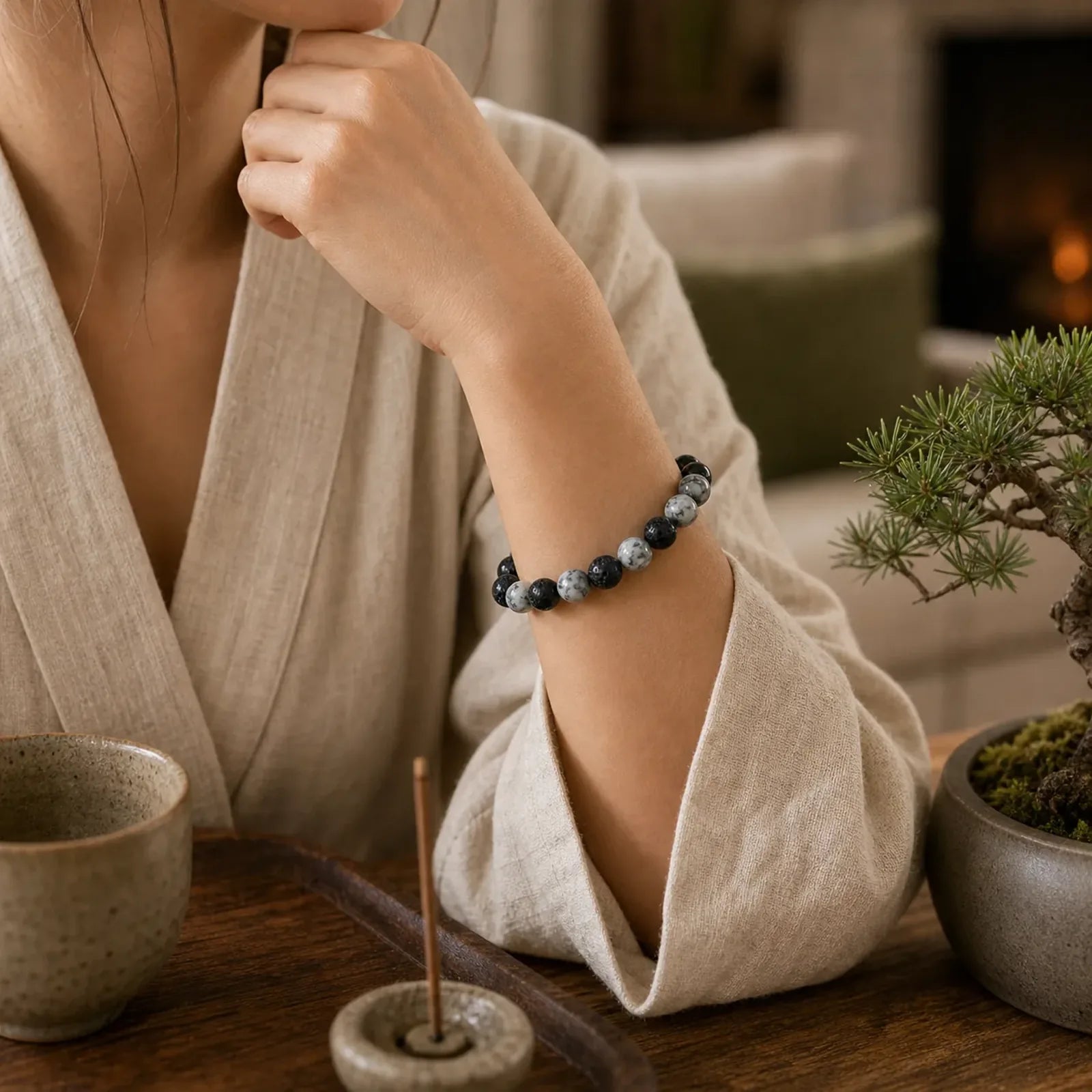 FREE Today: Support and Strength Black Obsidian Lava Rock Picasso Jasper Beads Bracelet featuring Black Obsidian, Lava Rock, Picasso Jasper