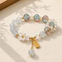 FREE Today: Wish You Peace and Happiness Blue Crystal Amethyst Flower Bracelet featuring Blue Crystal, Amethyst