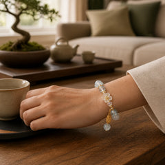 FREE Today: Wish You Peace and Happiness Blue Crystal Amethyst Flower Bracelet featuring Blue Crystal, Amethyst