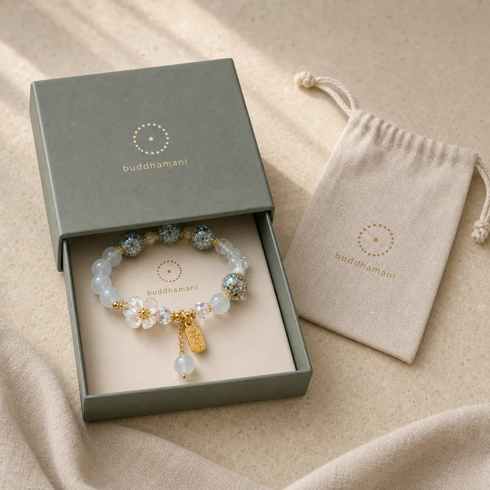 FREE Today: Wish You Peace and Happiness Blue Crystal Amethyst Flower Bracelet featuring Blue Crystal, Amethyst