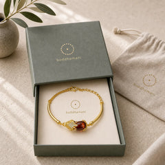 FengShui Golden Red Agate PiXiu Wealth Luck Bracelet featuring Red Agate, Pixiu, Copper