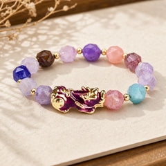 FengShui PiXiu Amethyst Luck Bracelet featuring Pixiu, Amethyst