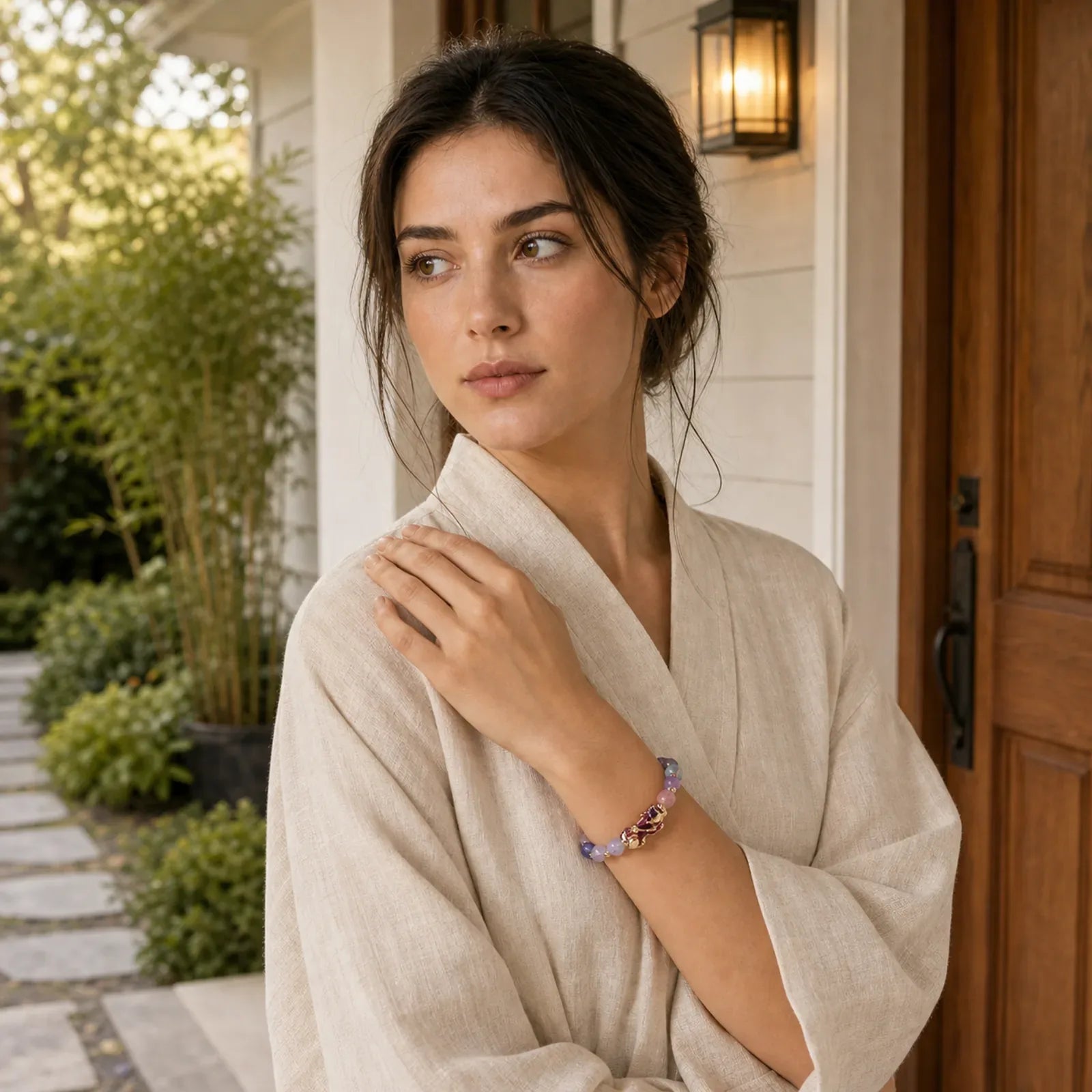 FengShui PiXiu Amethyst Luck Bracelet featuring Pixiu, Amethyst