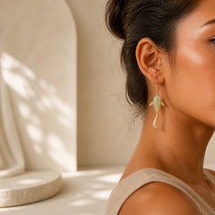 Fish Pattern Jade Luck Dangle Drop Earrings featuring Jade