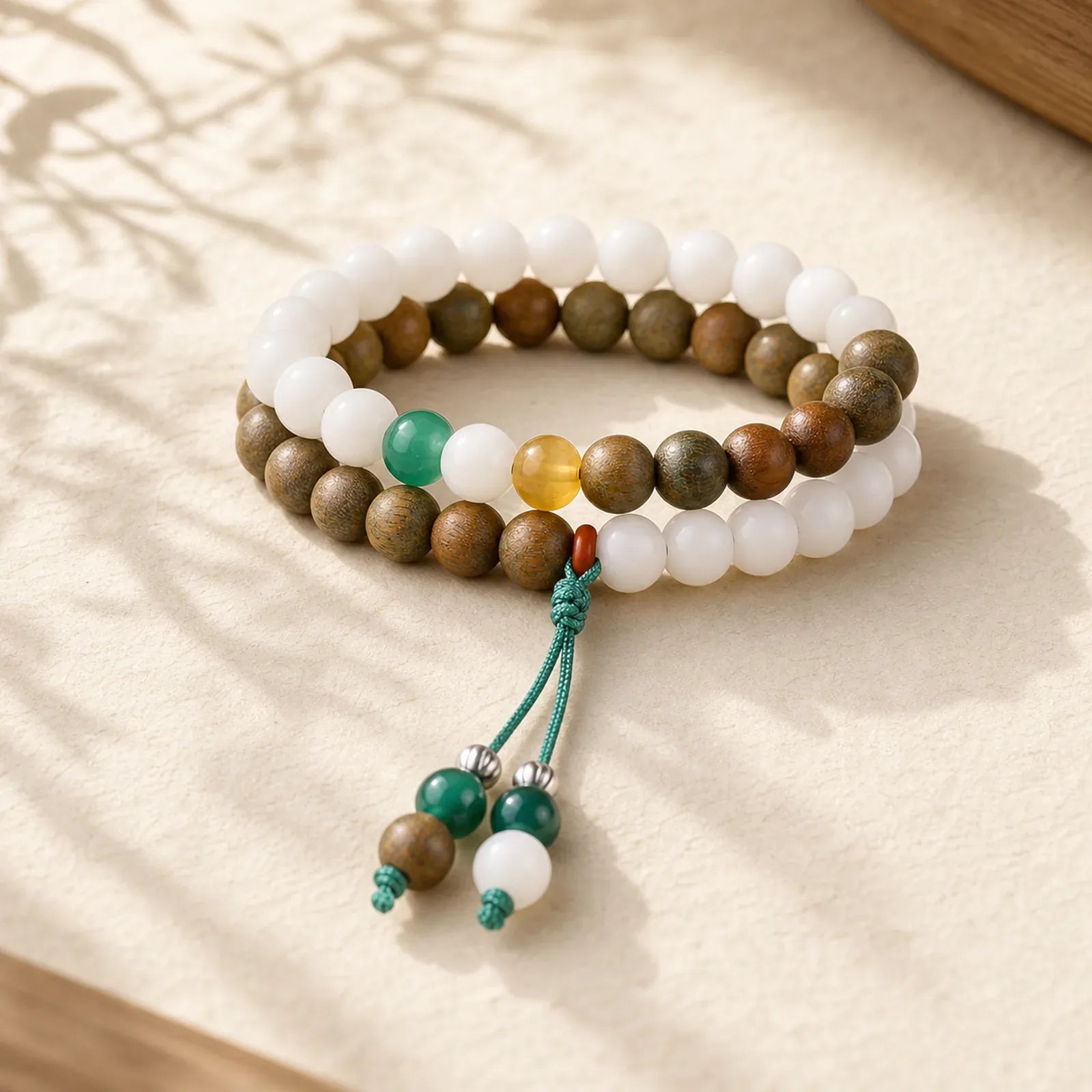 Green Sandalwood Bodhi Seed Wake Up Luck Bracelet featuring Green Sandalwood, Sandalwood, Bodhi Seed