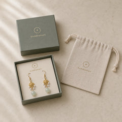Hetian Jade Flower Pattern 14K Gold Plated Luck Drop Dangle Earrings featuring Jade