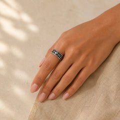 Letter Words Balance Calm Titanium Steel Rotatable Ring featuring Titanium Steel