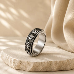 Letter Words Balance Calm Titanium Steel Rotatable Ring (Extra 30% Off | USE CODE: FS30) featuring Titanium Steel