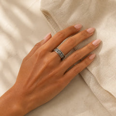 Letter Words Balance Calm Titanium Steel Rotatable Ring (Extra 30% Off | USE CODE: FS30) featuring Titanium Steel
