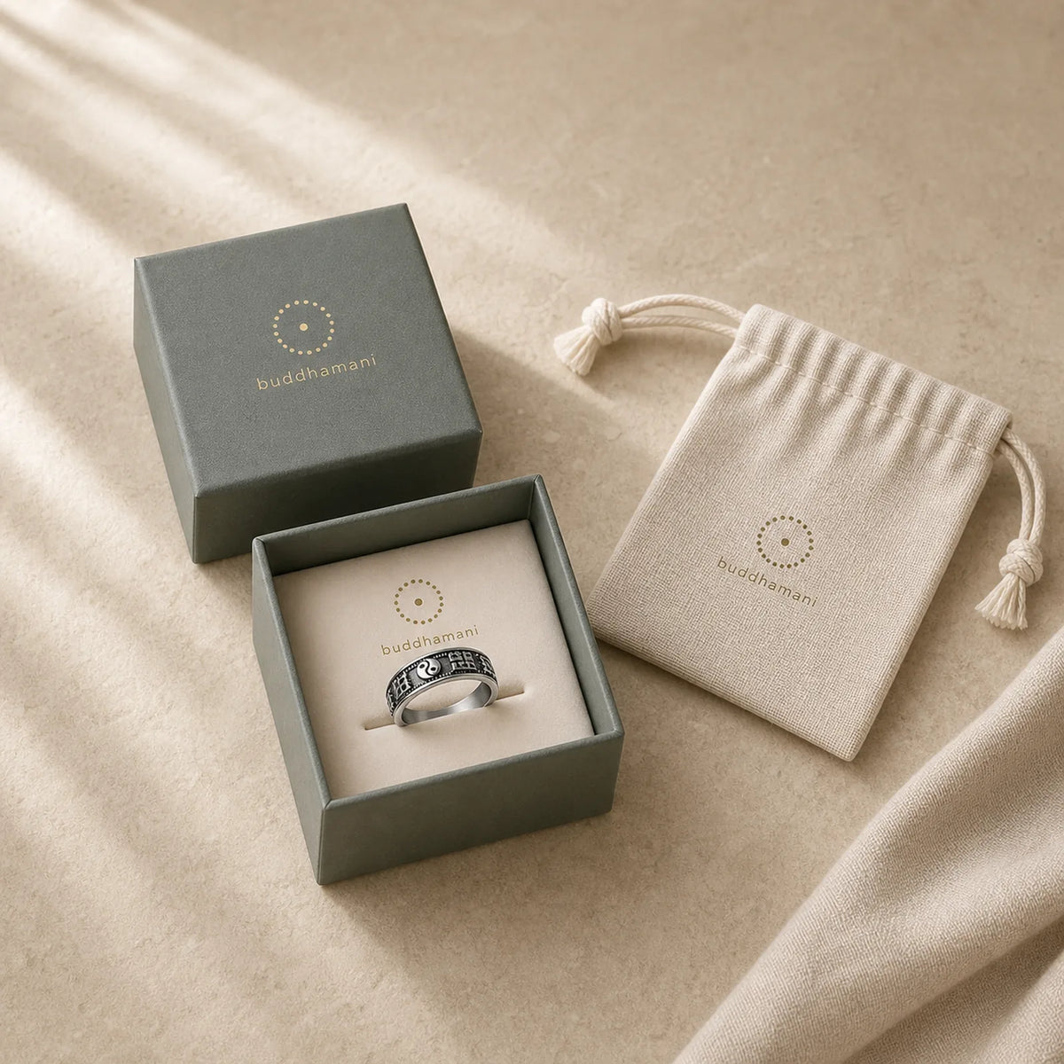 Letter Words Balance Calm Titanium Steel Rotatable Ring featuring Titanium Steel