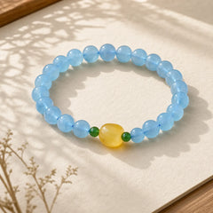 Natural Aquamarine Amber Beads Serenity Healing Bracelet featuring Aquamarine, Amber