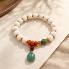 Natural Bodhi Seed Agate Bodhi Harmony Bracelet featuring Bodhi Seed, Jade, Red Agate