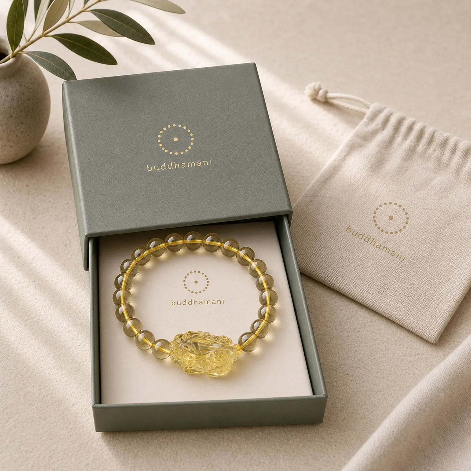 Natural Citrine Pi Xiu Stretch Bracelet featuring Citrine, Pixiu