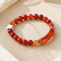 Natural Crystal Beads Unisex Heart Bracelet featuring Green Aventurine, Pink Crystal, Golden Silk Jade