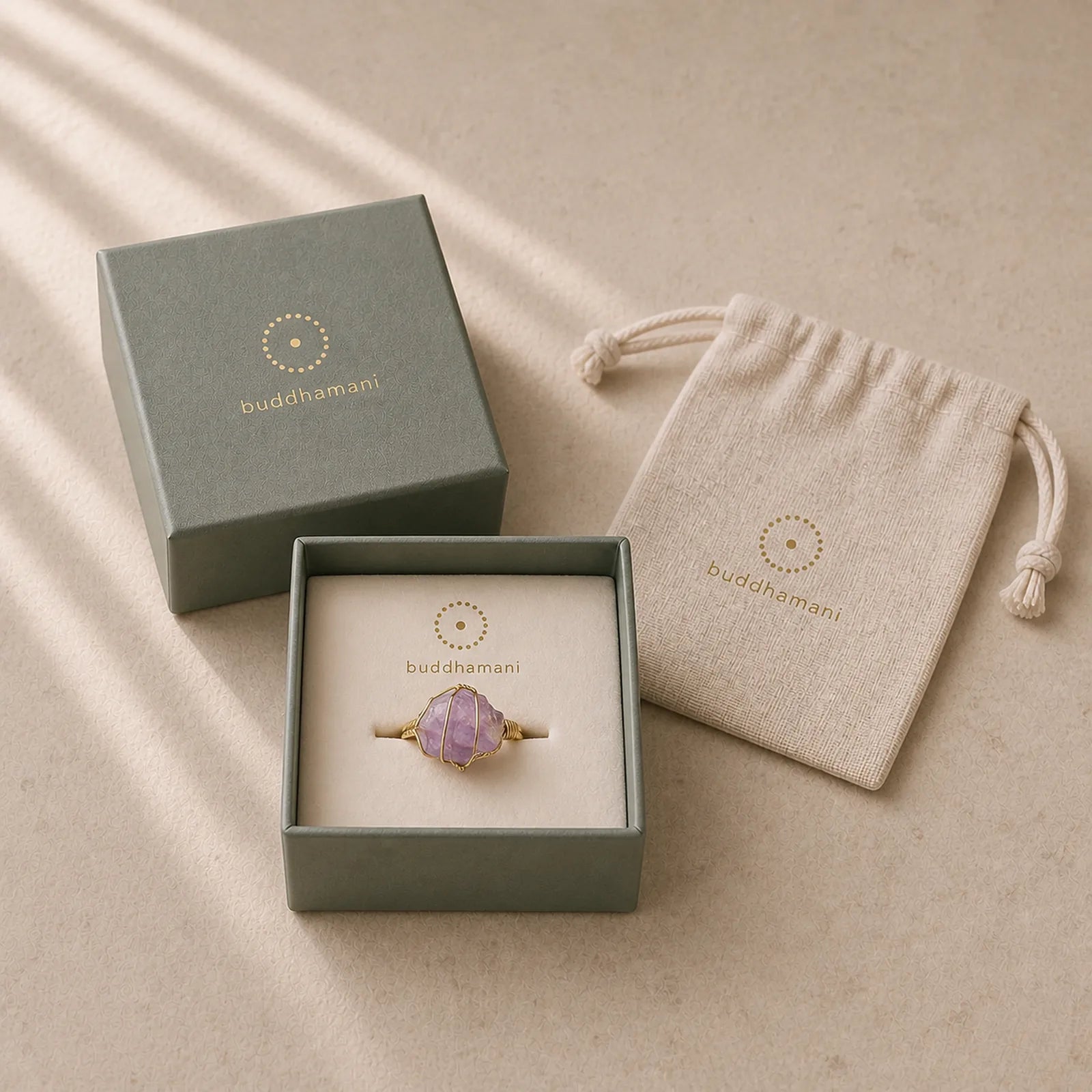 Natural Crystal Gemstone Amethyst Adjustable Ring (Extra 30% Off | USE CODE: FS30) featuring Amethyst, Fluorite, Clear Quartz / White Crystal
