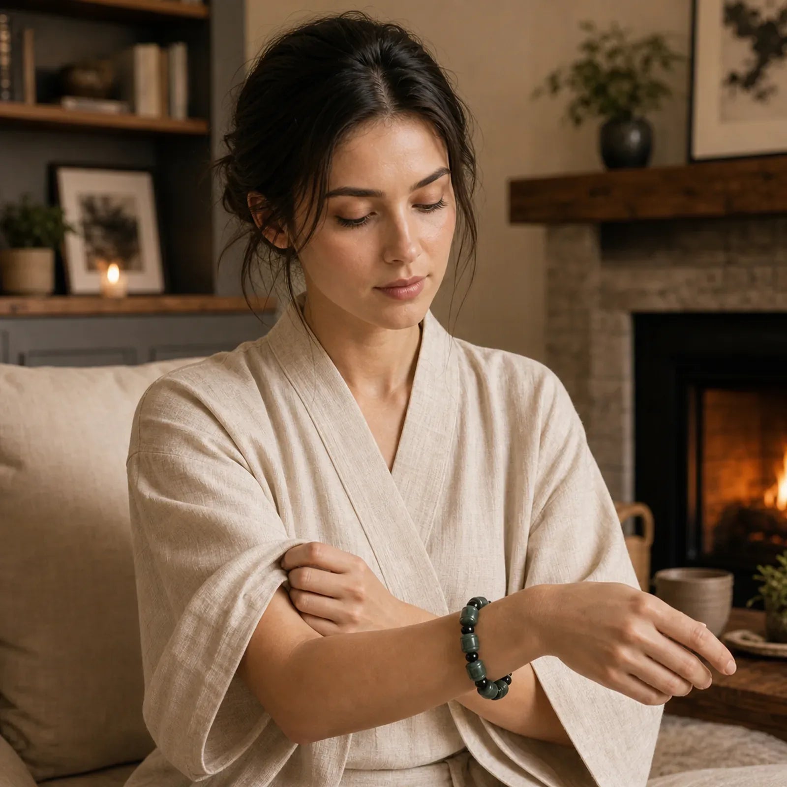 Natural Cyan Jade Cure Bracelet featuring Cyan Jade, Jade