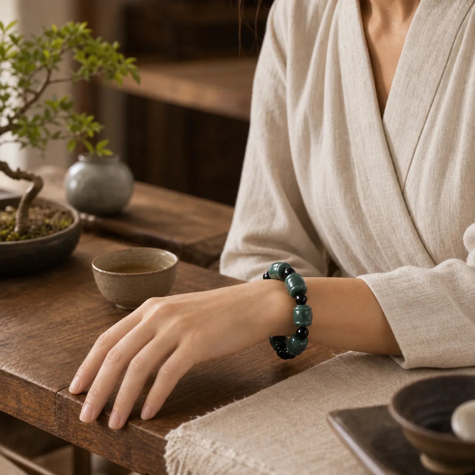 Natural Cyan Jade Cure Bracelet featuring Cyan Jade, Jade