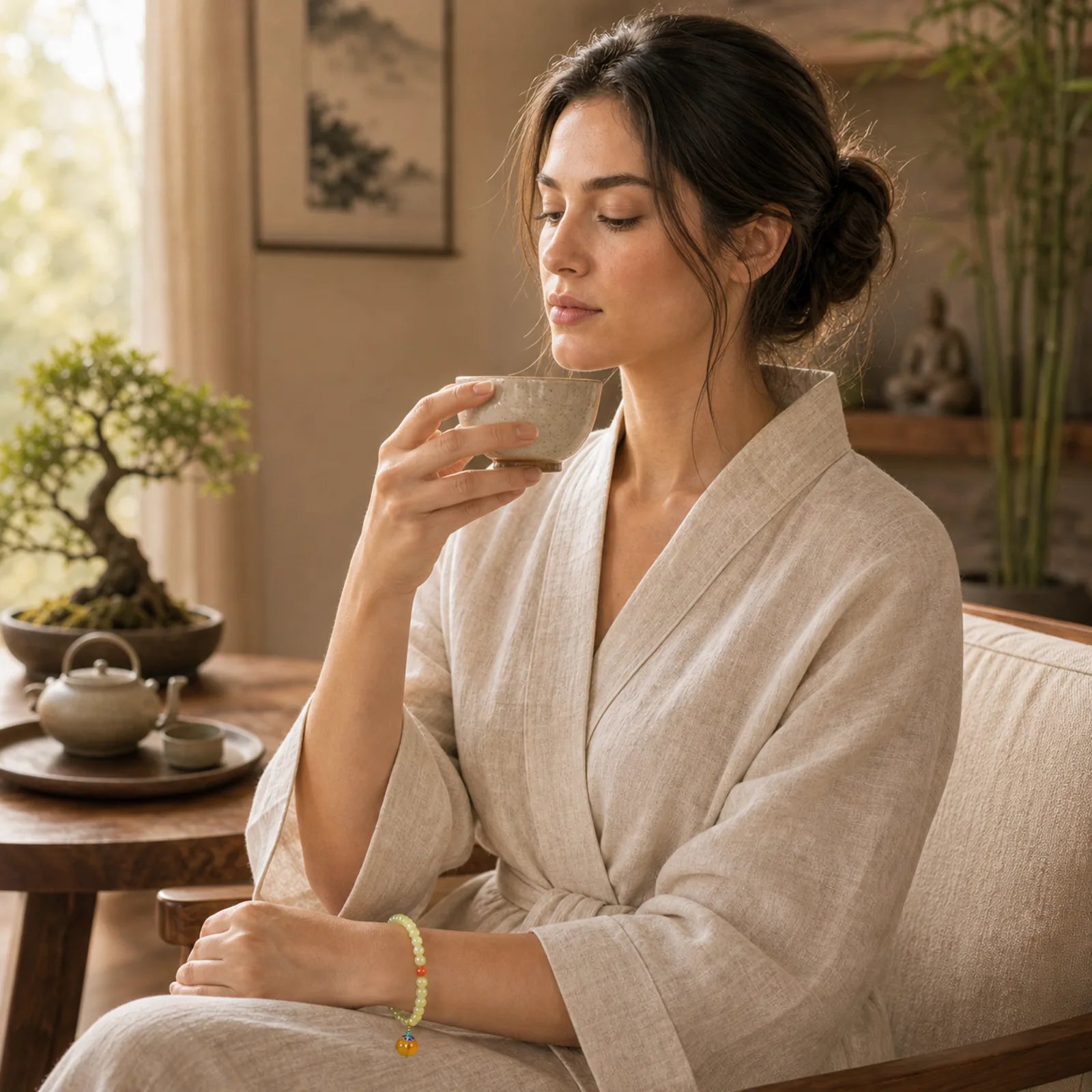 Natural Hetian Jade Pumpkin Amber Red Agate Crystal Prosperity Bracelet featuring Jade, Amber, Red Agate