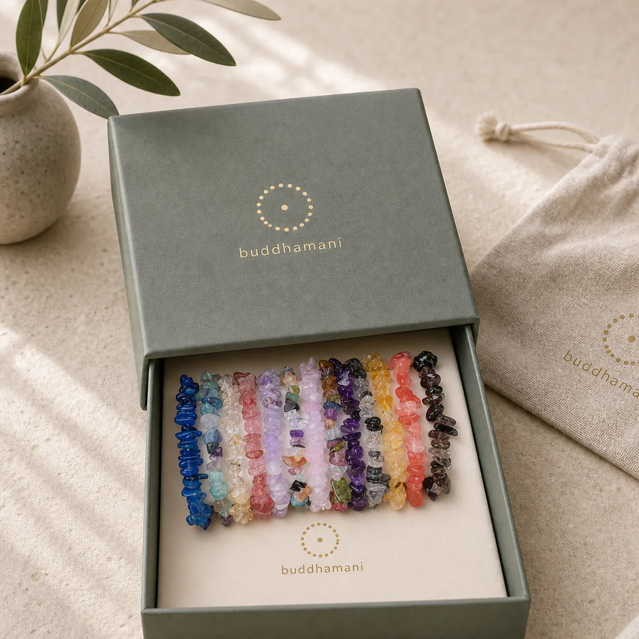 Natural Irregular Shape Crystal Stone Warmth Soothing Bracelet featuring Pink Crystal, Clear Quartz / White Crystal, Strawberry Quartz