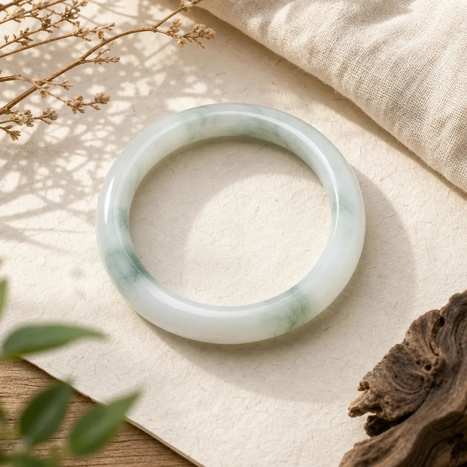 Natural Jade Luck Healing Bangle Bracelet featuring Jade