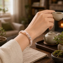 Natural Sakura Agate Peace Bracelet Bangle featuring Sakura Agate