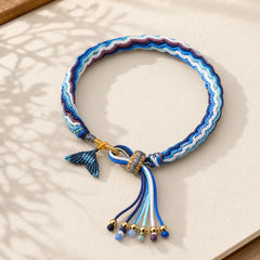 Reincarnation Knot Luck String Protection Braid Bracelet featuring Jade, Evil Eye, Red String