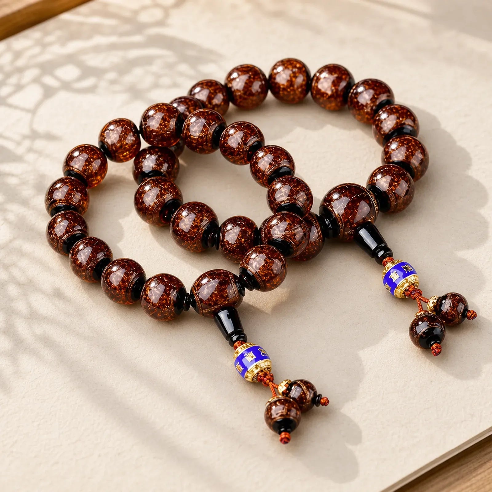 Tibetan Dragon Vein Agate Healing Bracelet featuring Dragon, Dragon Vein Agate