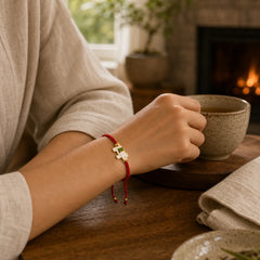 Tibetan Handmade 925 Sterling Silver Lucky Elephant Red String Bracelet (Extra 30% Off | USE CODE: FS30) featuring Silver, Red String, Elephant Symbol