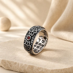 Tibetan Ruby Copper Wealth Ring featuring Copper