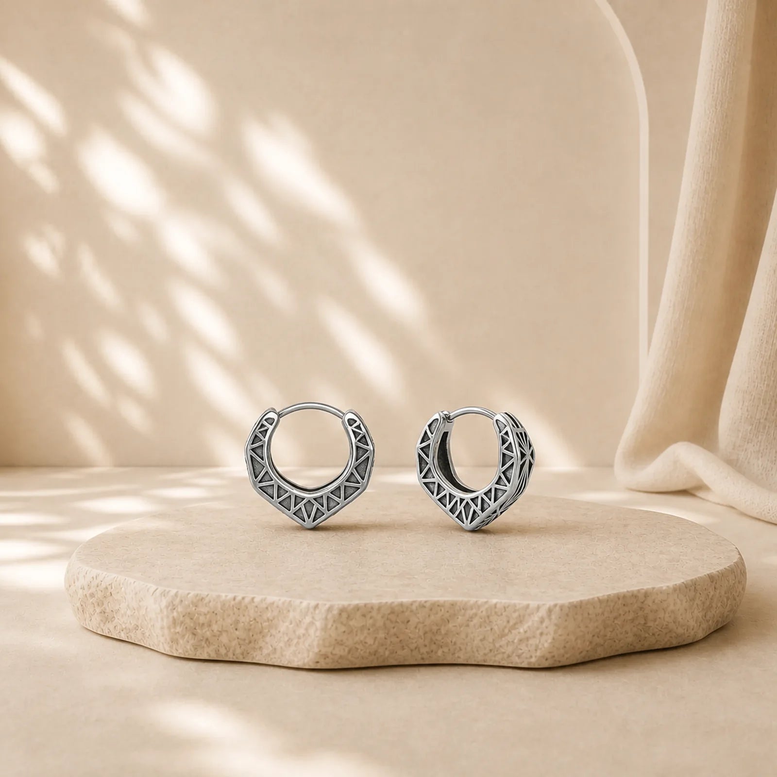 Viking Hoop Titanium Steel Balance Earrings featuring Titanium Steel