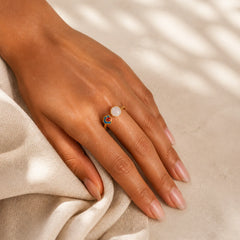 White Jade Auspicious Cloud Blessing Luck Ring featuring White Jade, Jade, Copper