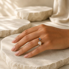 White Jade Auspicious Cloud Blessing Luck Ring featuring White Jade, Jade, Copper