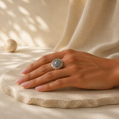 Yin Yang Balance Adjustable Ring featuring Yin Yang Symbol, Copper