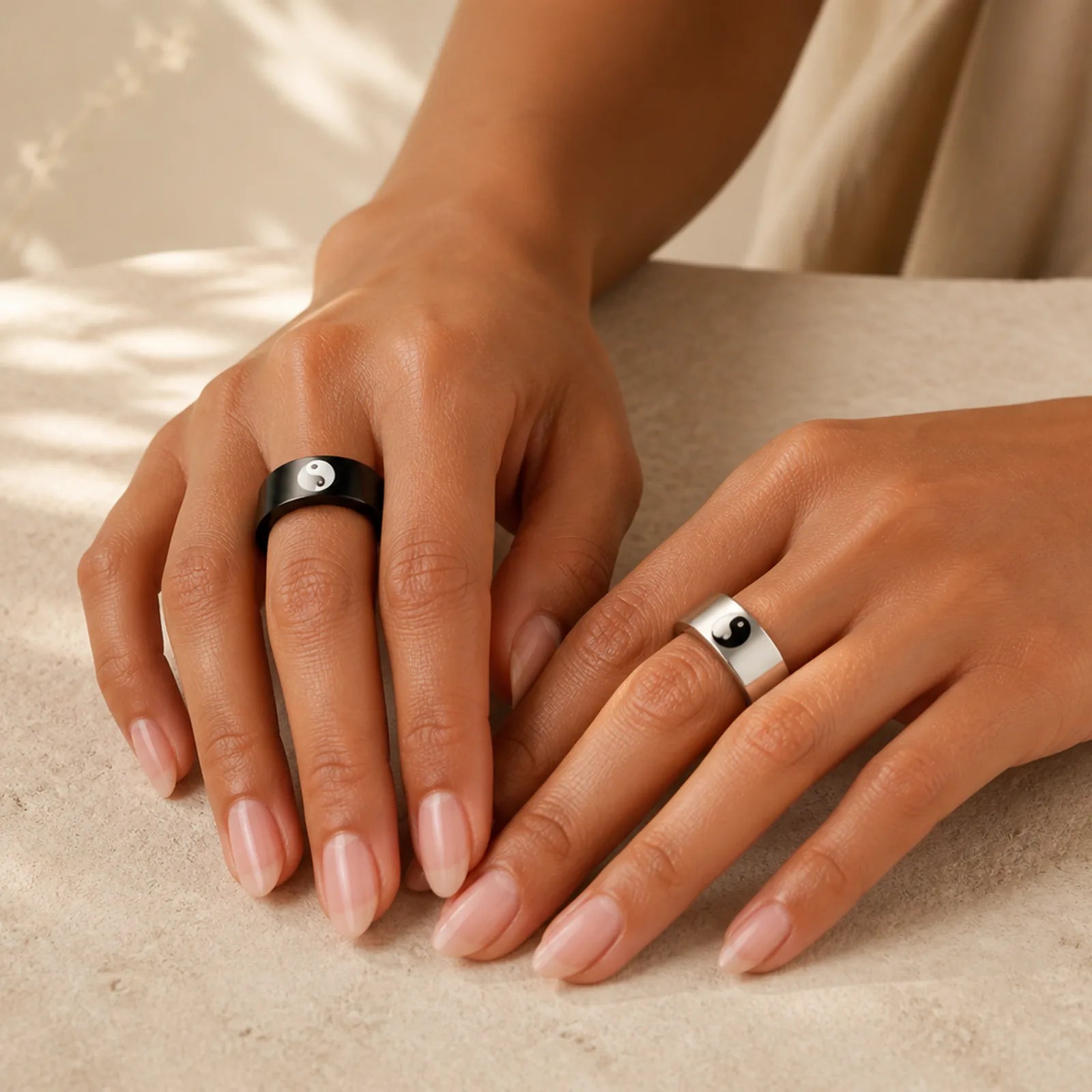 Yin Yang Balance Titanium Steel Couple Ring (Extra 40% Off | USE CODE: FS40) featuring Titanium Steel, Yin Yang Symbol