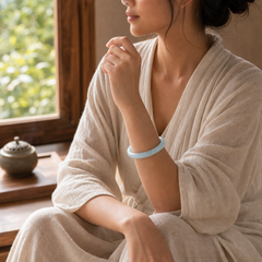 Buddhamani Natural Aquamarine Serenity Bangle Bracelet