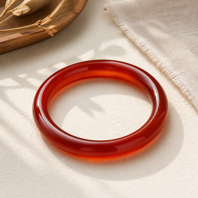 Buddhamani Natural Red Agate Confidence Bracelet Bangle